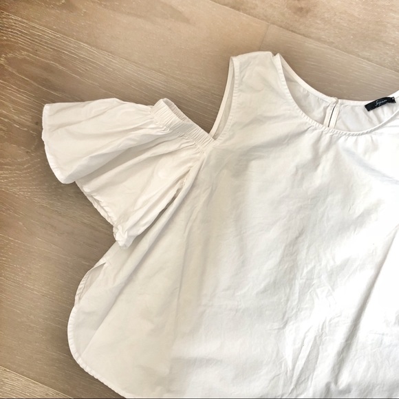 Soprano Cotton Poplin Cutout Blouse White Small - Picture 3 of 7